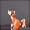 Decorative Objects Figurines Creative Foxes Statue Animal Figurine Resin Home Decor Art Scpture Modern Living Room Tv Cabinet Desk Dhal7