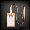 Party Favor 5 Colors Plastic Card Holder Favor Folor Student ID Storage Bag Vertical Office Arbetskort med Lanyard Drop Delivery Home DHP0D