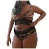 Set da donna sexy di grandi dimensioni in due pezzi di moda femminile di grandi dimensioni con stampa leopardata reggiseno senza fili mutandine della biancheria intima sexy 240105