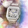 Bonne qualité populaire carré creux romain réservoir cadran montres mode style robe japon quartz mouvement horloge décontracté affaires deux broches montre-bracelet relogio masculino