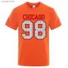 Men's T-Shirts Chicago 98 Street City Letter Designer Tops Men Vintage Oversize T-Shirt Summer Cotton Loose Tee Clothes Man Crewneck T-Shirts T240105