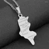 Pendant Necklaces European And American Stainless Steel Tunis Map Necklace