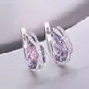 Hoop Earrings Fashion Women's S925 Silver With Sparkling Cubic Zirconia Fancy Female Ear Accessories Good Quality Jewelry Gift