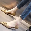 Zapatos de vestir Tacones claros Sandalias de tacón beige Med Comfort para mujeres Todo fósforo Negro Banda elástica de punta media Chicas Alto estilo retro