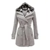 Fashion Woolen Coat Women Warme Fleece Jacket med bälten Double Breasted Solid Casual Winter Vintage Slim Ladies 240105