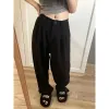 Deeptown Straight Formal Suit Pants Women Autumn Black Slacks Korean Fashion Classic Office Ladies Loose Palazzo Trousers