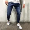 Herenbroeken Skinny vrijetijdsbroek Jeans Sport Fitness Jogger Joggingbroek Effen kleur Los Veelzijdig denim met zakken