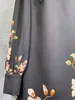 2024 Spring Floral Print Dress Black Long Rleeve Lapel Szyjka Kolanowe Dokładne sukienki T3J031512