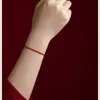 Bangle 14k Gold Red Line Lucky Bracelet for Women Handmade Red Black Brown Color Rope Line Charm Bracelet 16cm 22cm Same Ankle Chain