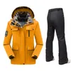 Jackets Women Mountain Skiing Outdoor Warm Sport Suits Ladies Snow Clothing Winter Down Jacket and Strap Pants Brand Ski Suit Plus Size