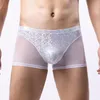 Underpants Men Mesh Sequined Patchwork Boxer Shorts Sissy Sheer Gay Panties Briefs Cueca Lingerie Seamless Slip Homme Underwear Boxershorts