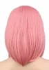 Pruiken QQXCAIW Vrouwen Meisjes Korte Bob Rechte Cosplay Pruik Kostuum Party Roze 40 Cm Synthetisch Haar Pruiken