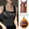 Tanks pour femmes 2024 Hiver Satin Undershirt Top Dentelle Intime Sous-vêtements thermiques Chemise chaude Thermo Vêtements Wome Wear Gilet intérieur Lingerie