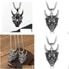 Pendant Necklaces Dark Japanese Prajna Vintage Net Red Hip Hop Necklace Titanium Steel Personality Trendy Cool Mask Drop Delivery Je Dhlsw