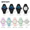 Wristwatches SANDA Ladies Wrist Watches Dress Blue Watch Women Silicone Strap Clock With Day Montre Femme 1053