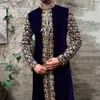 Vêtements ethniques Style ethnique imprimé col montant jeunesse chemise mi-longue manteau arabe musulman hommes vêtements magasin turc vêtements hommes mode musulmane T240105