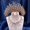 Luksusowe Dubaj Arabskie nakrycia ślubne korony błyszczące dhinestone narzeczone Wedding Hair Akcesoria włosów Women Tiara Queen Jewelry AL7805