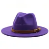 Suede Belt Hats Fedoras Wide Brim Panama Felt Hat for Women Party Church Jazz Top Cap British Men Dress Hats Sombreros