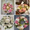 Koko Flower 40cm Peony Artificial Wreath Rattan Ring Ornament Pography Props Wedding Wreath Christmas Home Door Decoration 240105