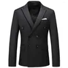 Costumes pour hommes mode décontracté Boutique affaires couleur unie Double boutonnage costume veste Blazers manteau