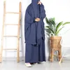 Ethnische Kleidung Abayas für Frauen 2-teiliges Set Muslimisches Gebetsgewand Abaya Langes Khimar Hijab mit Kleid Ramadan Eid Islamische Kleidung Niqab