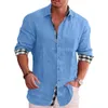 Camicie da uomo in cotone e lino Camicetta casual allentata Maglietta a maniche lunghe con griglia Autunno Plus Size 5xl Moda bello t 240105