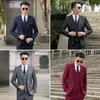 S-6XL Blazer Vest Pants Men Business Formal Suit Casual Slim Elegant 3-Piece Set Black Navy Blue Wine Red Grey Groomsmen 240104