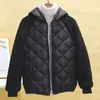 Thin Light Down Cotton Jacket Female Short Coat Autumn Winter Womens Hooded Loose Lmitation Lamb Wool 240104