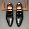 Classic Mensbreathable Loafers Genuine Cow Leather Dress Black Handmade Slip On Italian Style Office Formal Shoes Y