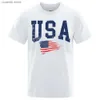 Men's T-Shirts USA Letter Flag Hip Hop Printed Men Women T Shirts Crewneck S-XXXL Clothing Loose Breathable Tshirt Street Casual Tee Shirt T240105