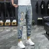 Yırtık Erkek Kot Jean Homme Pantalon Street Giyim Moda Hombre Denim Pantolon Biker Yüksek Kaliteli Erkek Patchwork Harem Moda 240104