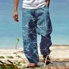 Calças masculinas calças verão praia cordão elástico cintura 3d impressão listra deslizamento sweatpants atlético memória espuma h