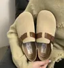 Zapatillas de mulas a la moda para mujer, zapatos de primavera y otoño, sandalias con hebilla, tacones de plataforma, zapatos informales para interior y hogar