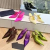 fashion New Satin pointed toe mules heels slipper 90mm Stiletto heel sandal luxury slipper women Party high-heeled shoes Style Summer Spring multi-function