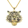 Bijoux pour hommes pleins de diamants en trois dimensions tête de tigre pendentif collier à la mode discothèque rue rebondissant accessoires pendentifs