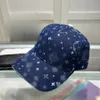 Gorra de béisbol Sombrero para el sol Diseñador Marca de calidad de lujo Verano para hombres y mujeres Sombreros deportivos al aire libre Denim lavado con agua azul nuevo estilo carta