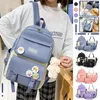 Moda Setleri Çocuk Okulu Sırt Çantası Sevimli Kadınlar Bagpack Bookbag Dizüstü Çantası Gençler için Kızlar Öğrenciler Tag Rucksack 5pcs 240105