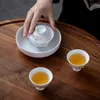 Teaware sätter ren handmålad persikpulver lock glasmålad keramisk te kopp singel tekanna