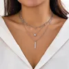 Colliers pendentifs chaînes superposées avec petit cristal et bâton pendentifs collier pour femmes à la mode dames accessoires de bureau sur le cou mode