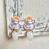 Dangle Earrings Cartoon Cute Transparent Chubby Girl Splicing Sweet And Resin Strawberry Niche Design Funny Ear Clips