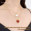 VITICEN Echt 18K Goud AU750 Hart Hanger Sleutelbeen Ketting Natuurlijke Agaat Malachiet Eenvoudige Romantische Geschenken Voor Vrouwen Fijne Sieraden 240104