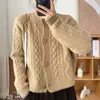 Cable Knit Cardigan for Women Cozy Soft Long Sleeve Crew Neck Button Up Sweater Jacket Ladies Autumn Winter Vintage Outfit 240105
