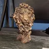 Scultura testa di leone, statua d'oro del leone, arredamento per l'home office, regalo per persone importanti, idea regalo di Natale