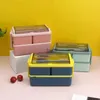 Bento Boxes 1400ML Lunch Box Plastic Bento Box Lunchbox For Office School Portable Breakfast Picnic Container Meal Prep Dinnerware Flatware YQ240105