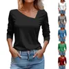 T-shirt da donna Moda casual Solido Manica lunga Colletto irregolare Risvolto Comodo pullover Top corto Y2k Top carino Carro armato