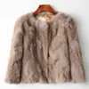 ジャケット本物のウサギ毛皮のコート女性の短い新しい韓国スタイルのスリムな毛皮/ジャケットコートxxxlサイズのコートコートとジャケットの冬