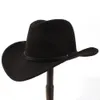 Caps 2big Taille Wool Women's Men's Western Cowboy Hat pour gentleman Lady Jazz Cowgirl avec cuir Cloche Church Sombrero Caps