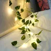 1 pezzo, LED verde foglia piante finte stringa luminosa (2 m/78,74 pollici 20 LED), decorazioni per Capodanno, per l'arredamento della casa, dell'ufficio, del compleanno, della stanza di casa, della camera da letto.