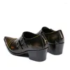 Robe chaussures mocassin homme hommes italiens talons hauts pour la mode discothèque boucle bout pointu sans lacet Oxford