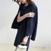 Tute da donna Abito in tinta unita lavorato a maglia senza maniche autunno inverno di alta qualità Set in due pezzi ed elegante cardigan in maglione con bottoni in metallo